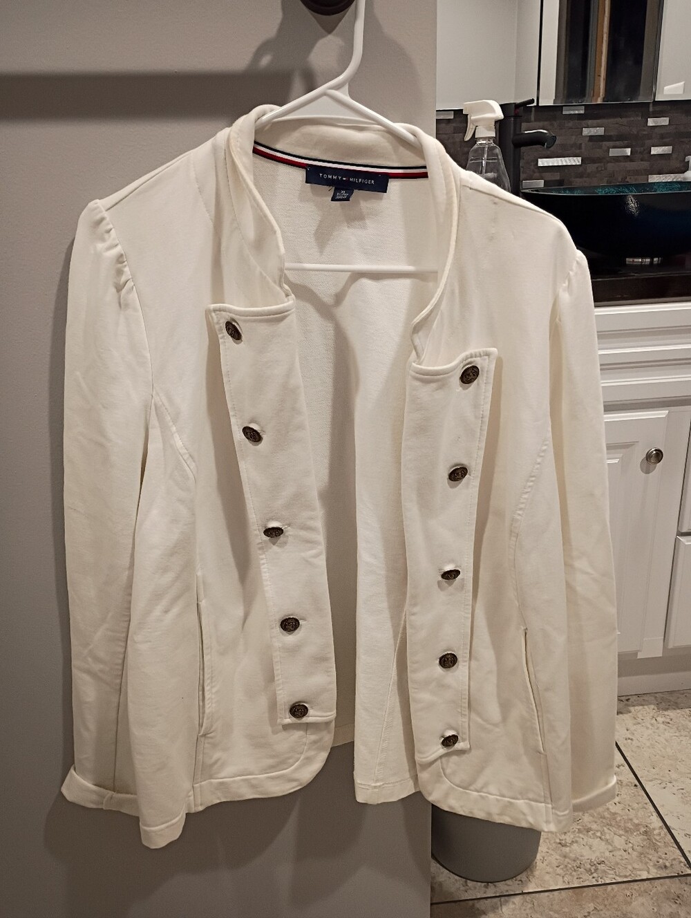 Tommy Hilfiger Cream Military-Style Blazer Jacket